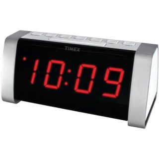Timex T235W AM/FM Dual Alarm Clock Radio with Jumbo 1.8" LED Display and AUX Input, White