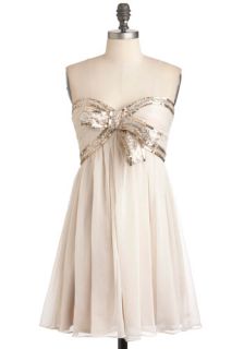 Elegance With a Sparkle Dress in Ivory  Mod Retro Vintage Dresses