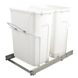 Knape & Vogt 14.375 in. x 22 in. x 18.813 in. 35 Qt. In Cabinet Double Soft Close Bottom Mount Pull Out Trash Can SCB15 2 35WH