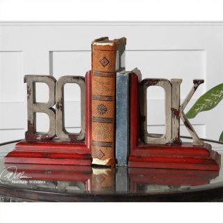Uttermost Book Bookends in Distressed Burnt Red (Set of 2)   19589