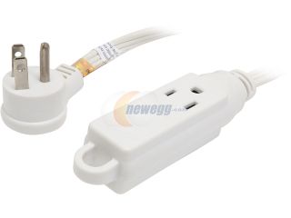 Open Box Coboc Model PW 16SL515P3R 6 WH 6ft  16AWG Slender Flat Plug Grounded 3 prong  to 3 Outlet  Wall Hugger Household  Extension Cord (NEMA 5 15P /3 x 5 15R),White