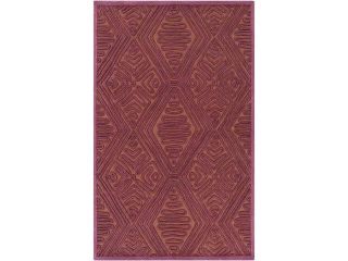 8' x 10' Converging Threads Eggplant Purple and Rust Orange Wool Area Throw Rug