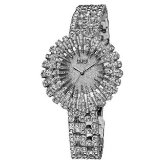 Burgi Womens Dazzling Crystal Silvertone Quartz Watch   14027471
