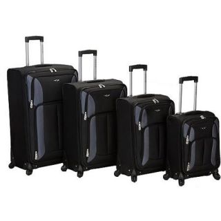 Rockland Luggage Quad 4 Piece Spinner Carry On Luggage Set, Black