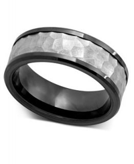Mens Tungsten Ring, Black Ceramic Tungsten Design Ring
