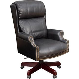 Regency Barrington Traditional Judge's Style Leather Swivel Chair, Black