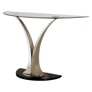 Furniture of America Valeri Modern Flared Glass Top Sofa Table   Satin