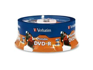 Verbatim 4.7GB 16X DVD R Inkjet Printable,  Hub Printable 25 Packs Spindle 25Pkg DVD Recordable Media Model 96191
