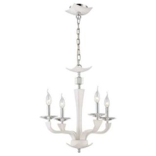 Eurofase Pella Collection 4 Light Chrome and Beige Chandelier 22805 010