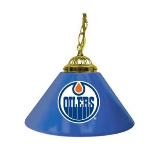 Trademark Global NHL Edmonton Oilers 14 in. Single Shade Stainless Steel Hanging Lamp NHL1200 EO