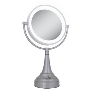 Zadro LED Lighted 10X/1X Round Vanity Mirror in Satin Nickel LEDSV410