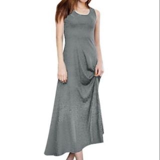 Allegra K Women's Scoop Neck Sleeveless Semi Sheer Mesh Back Maxi Dress Gray (Size XS / 2)