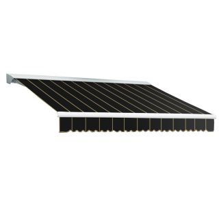 Awntech 168 in Wide x 120 in Projection Black Pin Stripe Slope Patio Retractable Manual Awning