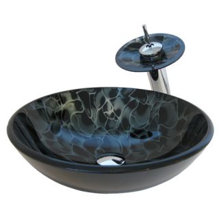 Vivido Hand Painted Glass Vessel Bathroom Sink with Drain and Faucet