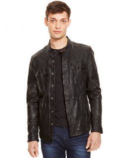 Kenneth Cole New York Leather Dirty Wash Shirt Jacket   Coats