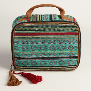 Large Green Stripe Cosmetic Pouch