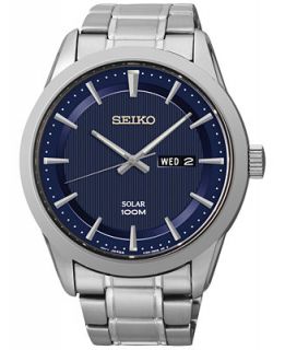 Seiko Mens Solar Stainless Steel Bracelet Watch 43mm SNE361   Watches