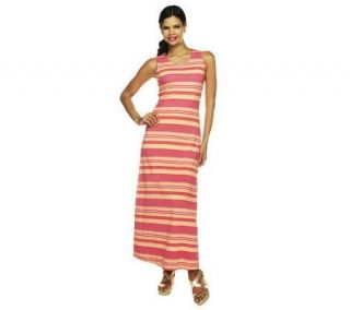 Liz Claiborne New York Mixed Stripe Printed Maxi Dress —