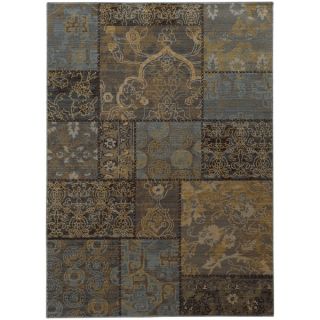 Heritage Patchwork Charcoal/ Blue Rug (910 X 1210)