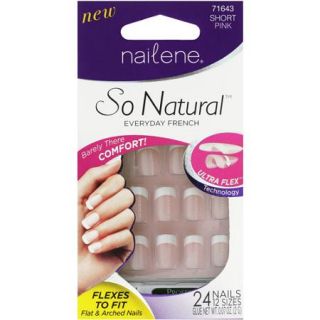 Nailene So Natural Everyday French Artificial Nail Kit, 71643 Short Pink, 27 pc