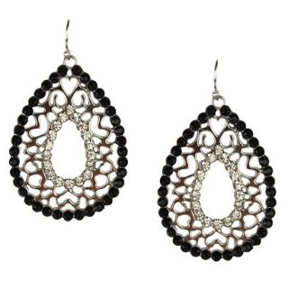 Womens Drop Earrings with Stones   Silver/Black