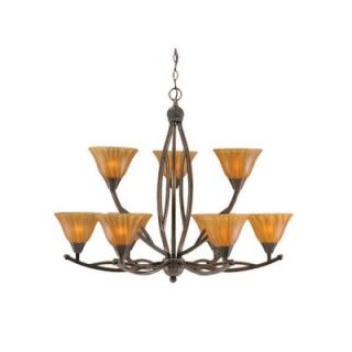 Filament Design Concord 9 Light Black Copper Chandelier with Amber Crystal Glass CLI TL5014696