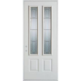 Stanley Doors 32 in. x 80 in. Geometric Zinc 2 Lite 2 Panel Prefinished White Right Hand Inswing Steel Prehung Front Door 1038ESL2 E 32 R Z