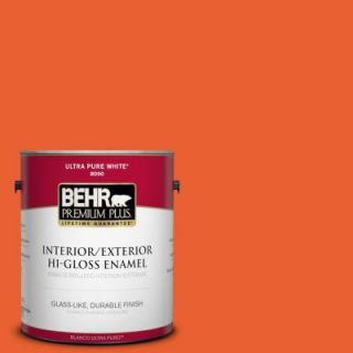 BEHR Premium Plus 1 gal. #S G 230 Startling Orange Hi Gloss Enamel Interior/Exterior Paint 830001