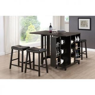 Aurora 5 Piece Dark Brown Modern Pub Table Set with Cabinet Base   7092195