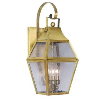 Livex Lighting Providence Wall Mount 3 Light Outdoor Flemish Brass Incandescent Lantern CLI MEN2082 22