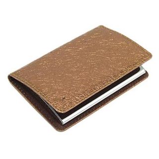 Brown Faux Leather Cover Business ID Card Purse Holder