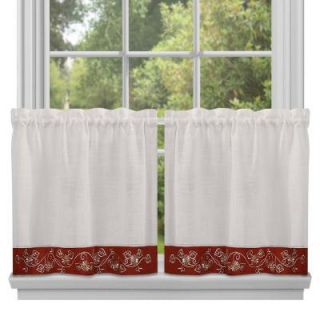 Achim Oakwood Burgundy Polyester Tier Curtain   58 in. W x 36 in. L OWTR36BU12