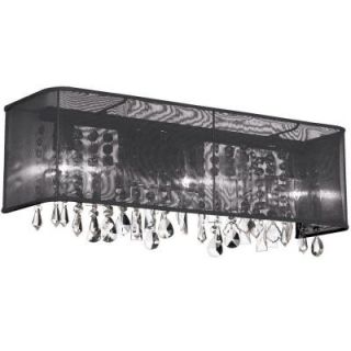Radionic Hi Tech Bohemian 4 Light Polished Chrome Vanity Light with Clear Crystals and Rectangular Black Organza Shade 85324W 44 115