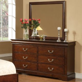Alpine Furniture West Haven 6 Drawer Dresser with Mirror