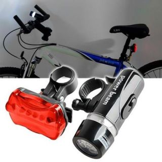 Insten 2 Set Bike Bicycle Front Headlight and Taillight Set (Rear Lamp contains 5 LED lights Multi Modes Signal)