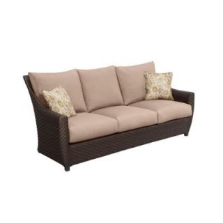 Brown Jordan Highland Patio Sofa with Sparrow Cushions and Aphrodite Spring Throw Pillows    CUSTOM M10035 S 5