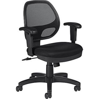 Global Mid Back Mesh Task Chair, Adjustable Arm, Black