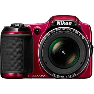 Nikon Red COOLPIX L820 Compact System Digital Camera with 16 Megapixels, 30x Optical Zoom and 4 120mm Lens Included