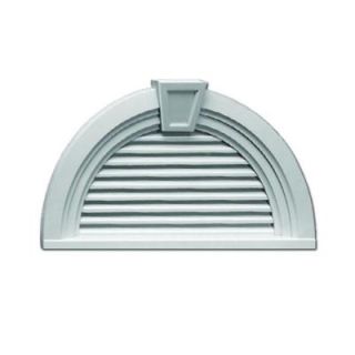 Fypon 36 in. x 18 9/16 in. x 3 in. Polyurethane Functional Half Round Louver Gable Vent with Deco Trim and Keystone FHRLV36X18MTK