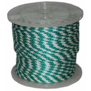 T.W. Evans Cordage 3/8 in. x 100 ft. Solid Braid Multi Filament Polypropylene Derby Rope in Green and White 98329