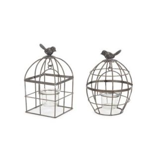 Set of 2 Antique Style Birdcage Tea Light Candle Holders 7.75"