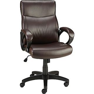 27916 CC Lewston Faux Leather Chair, Padded Arms, Brown