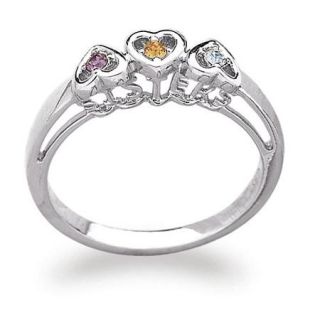 Sterling Silver Personalized Sisters Birthstone Heart Ring