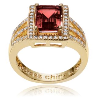 Journee Collection 14k Goldplated Metal Garnet CZ Accent Rectangle