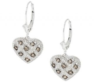 Argyle Diamond 5/8cttw Leverback Heart Earrings, Sterling —