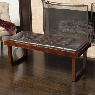 Christopher Knight Home Bayer Tufted Leather Bench Ottoman  