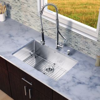 Vigo All in One 32 inch Undermount Kitchen Sink and Chrome Faucet Set