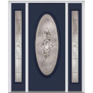 Milliken Millwork 60 in. x 80 in. Heirloom Master Deco Glass Full Oval Lite Painted Fiberglass Smooth Prehung Front Door with Sidelites Z002540R