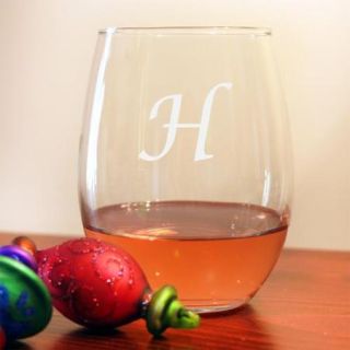 Personalized Stemless Wine Glasses (Set of 8) Letter I