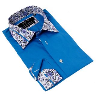 Coogi Luxe Mens Stretch Blue and Purple Solid Button up Dress Shirt